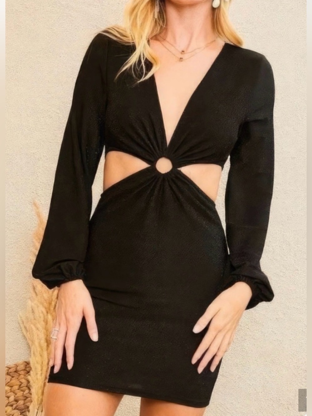 NWT VICI BLACK RIBBED CUT OUT DRESS
